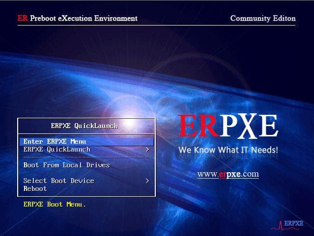 ERPXE QuickLaunch menu