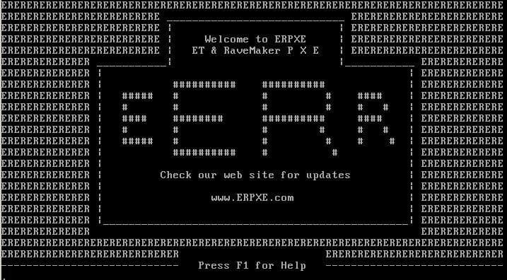 ERPXE welcome screen